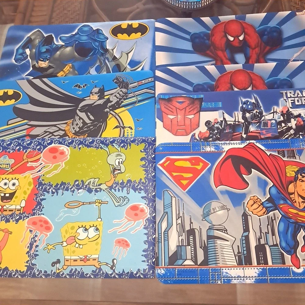 Kids Placemats set‎ Batman Spiderman Transformers Superman Spongebob Squarepants